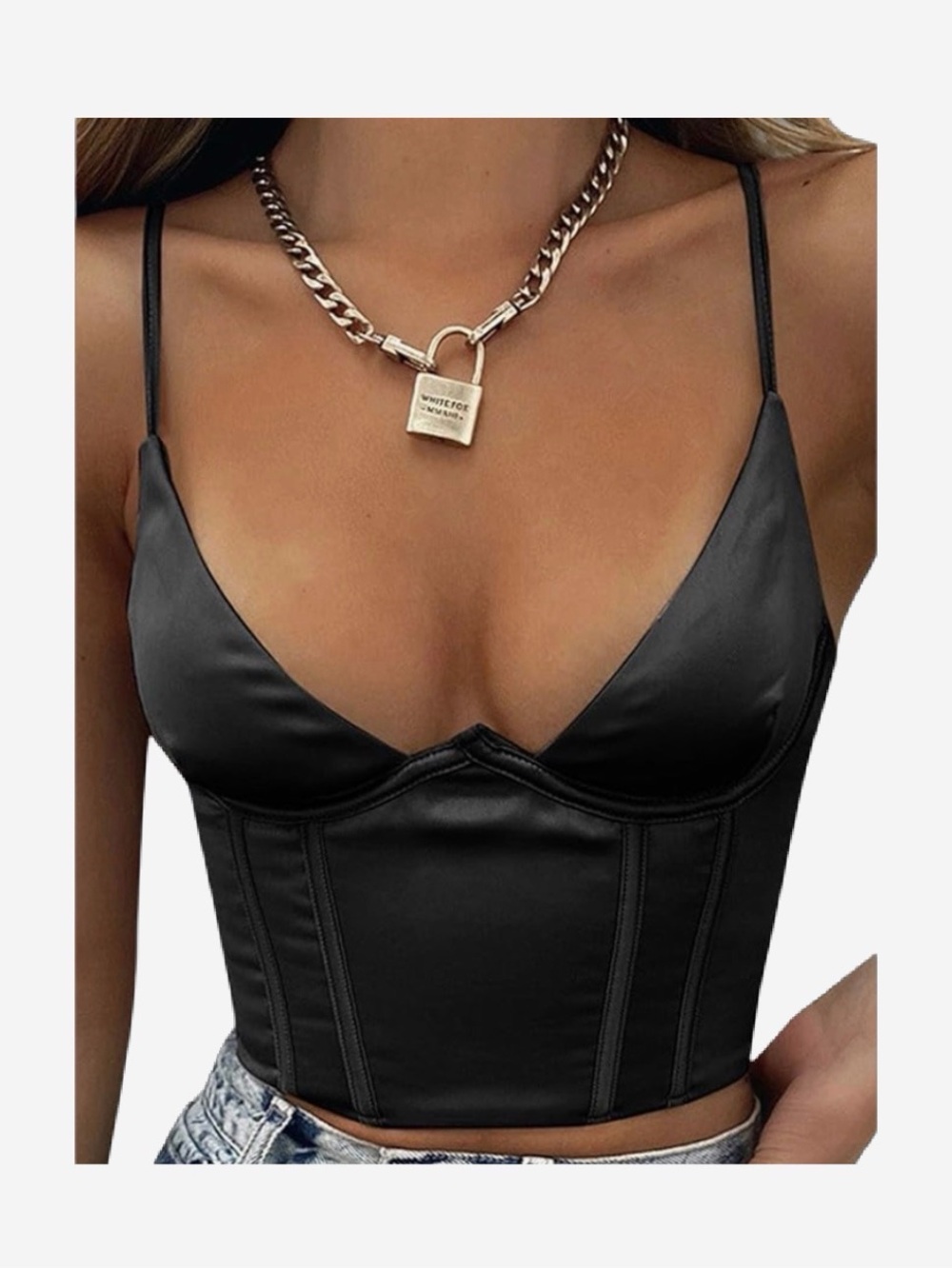 Black Satin Crop Top